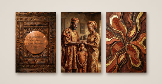 Triptyque Baraka · La Bénédiction – art africain, 3 toiles