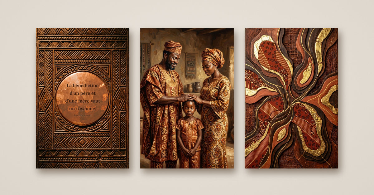 Triptyque Baraka · La Bénédiction – art africain, 3 toiles