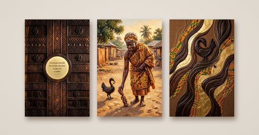 Triptyque Sankofa · Le Retour aux sources – art africain, 3 toiles