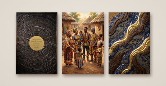Triptyque Ubuntu · Ensemble – art africain, 3 toiles
