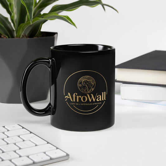 Mug AfroWall noir et or, logo doré – vue de l'anse