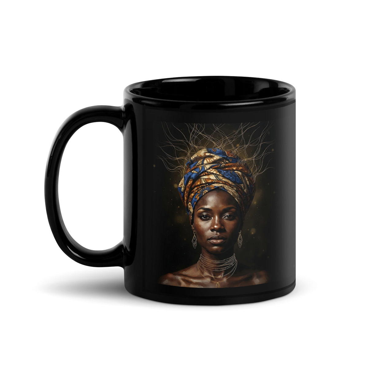 Mug Héritière, portrait de femme africaine au turban wax – autre vue