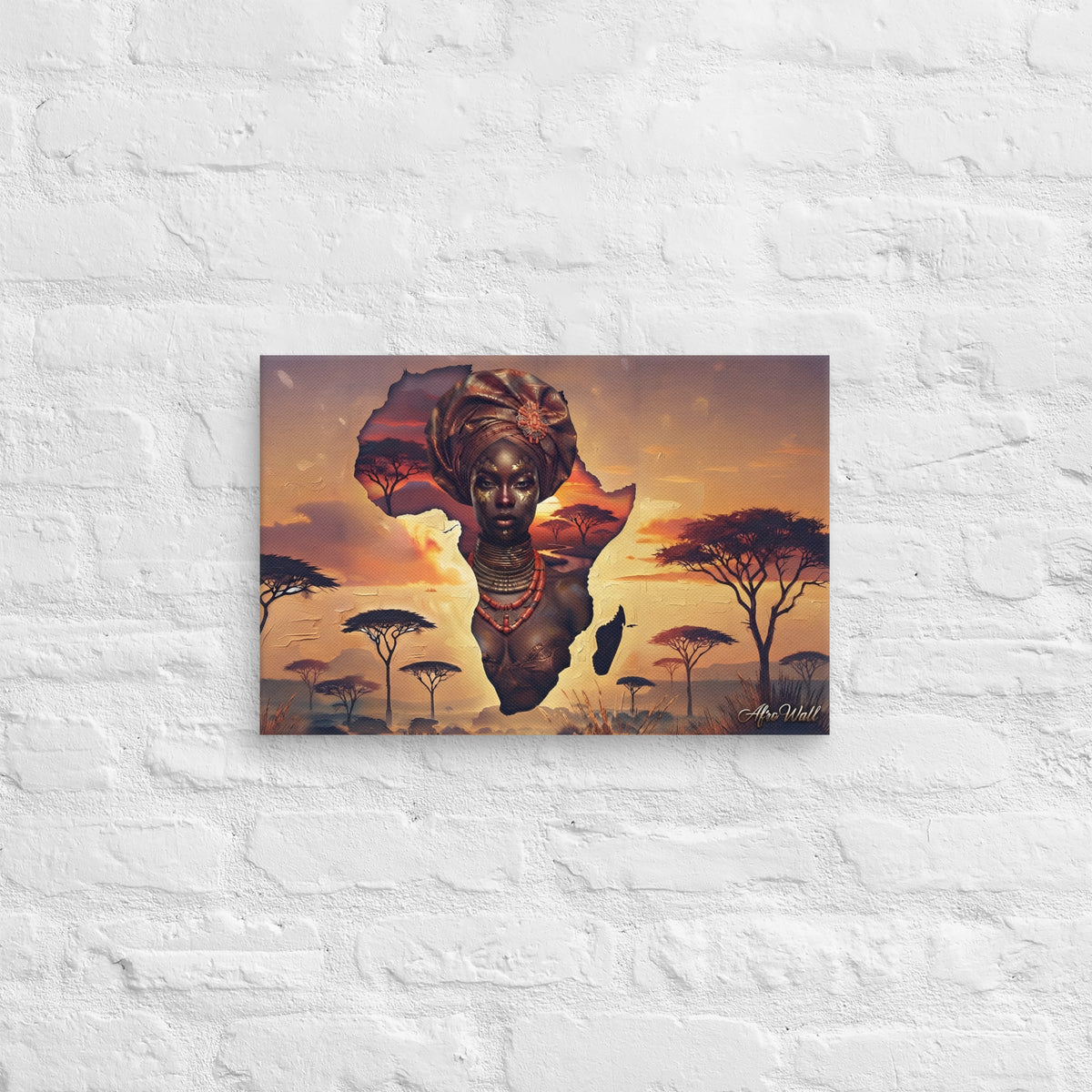 Toile Âme du Continent (femme dans la carte de l'Afrique) – vue de face, format 30 × 45 cm