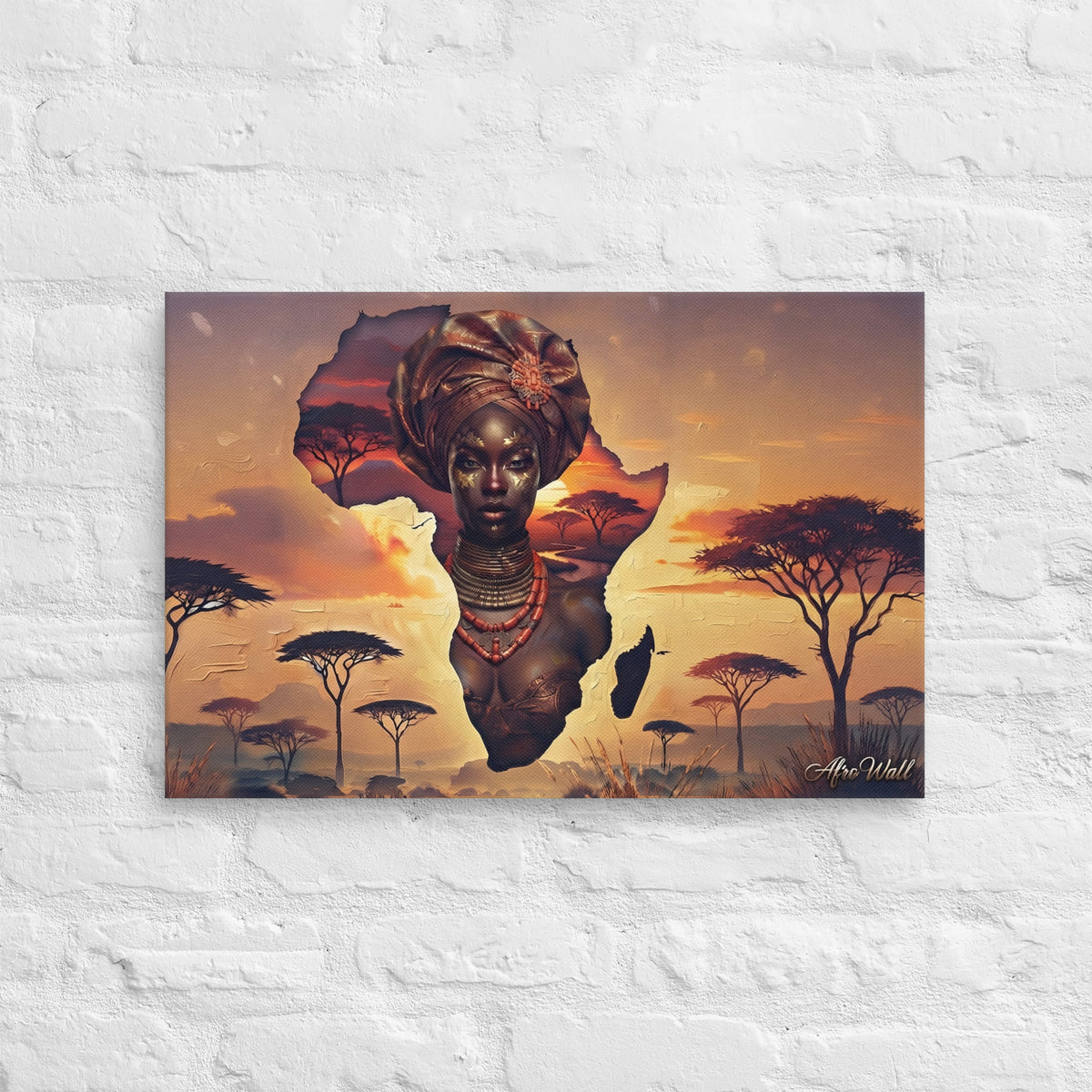 Toile Âme du Continent (femme dans la carte de l'Afrique) – vue de face, format 40 × 60 cm