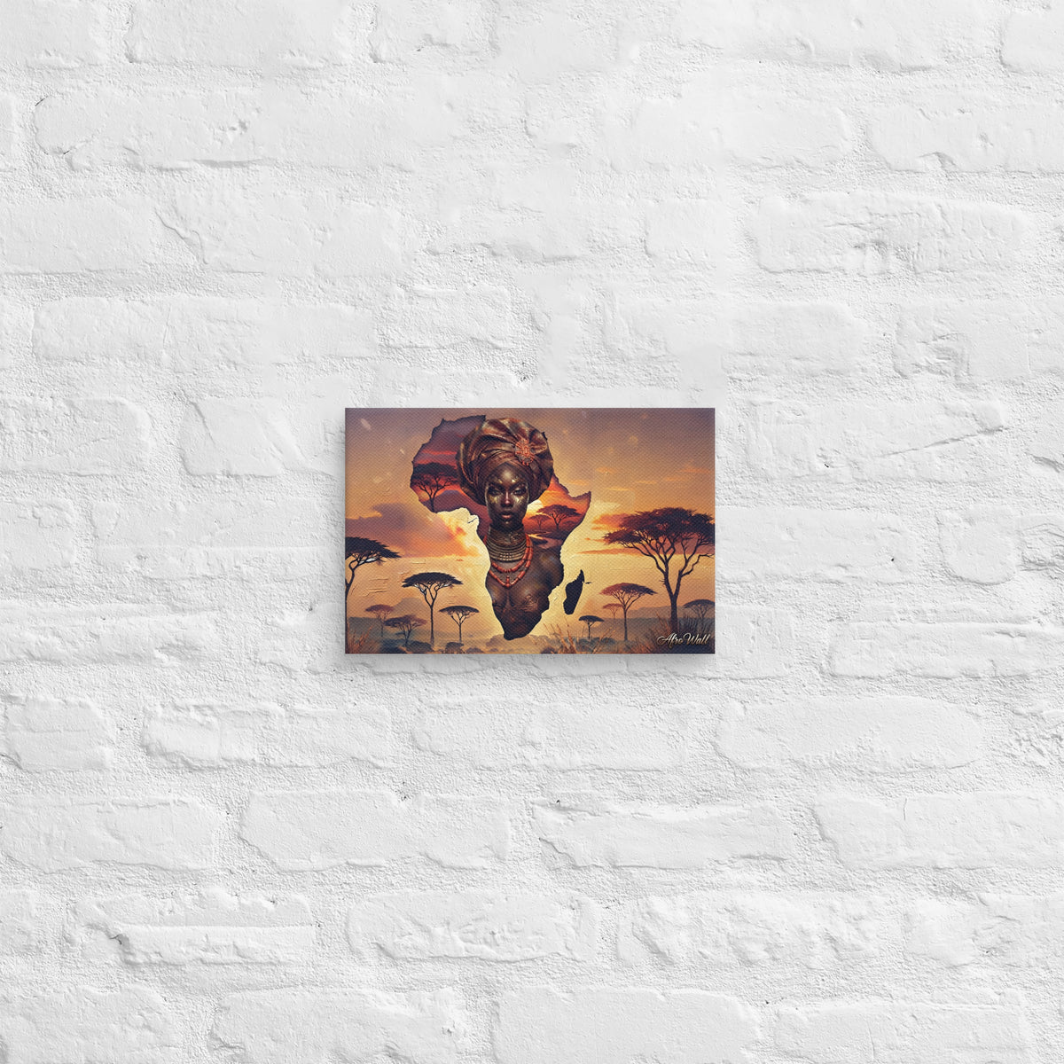 Toile Âme du Continent (femme dans la carte de l'Afrique) – vue de face, format 20 × 30 cm