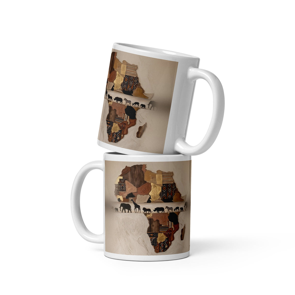Mug Safari, carte de l'Afrique et animaux de la savane – céramique 325 ml