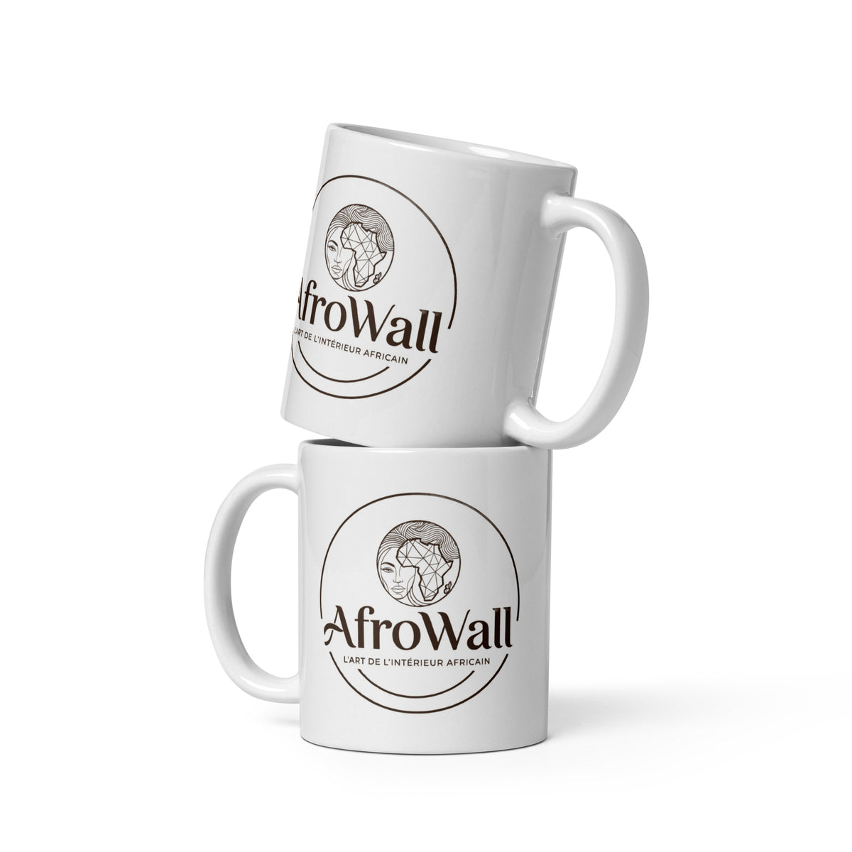 Mug AfroWall blanc, logo AfroWall – céramique 325 ml