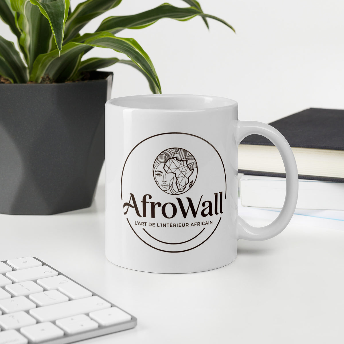 Mug AfroWall blanc, logo AfroWall – autre vue
